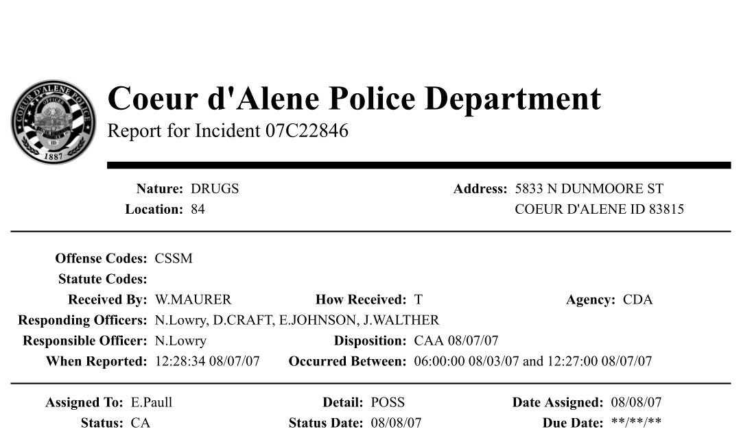 Van Noy Children Police Reports