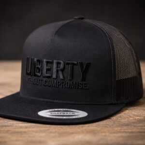 LWC Flat Bill Premium Embroidered Snap-Back Trucker Hat Black/Black